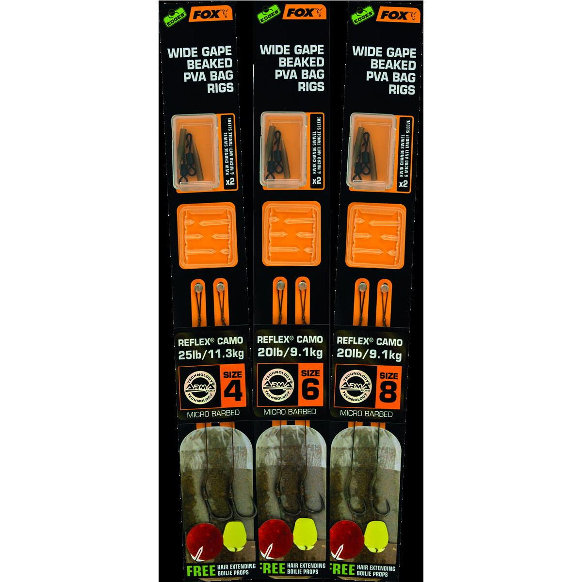 FOX Edges Wide Gape Beaked PVA Ready Rigs 20lb Size 8