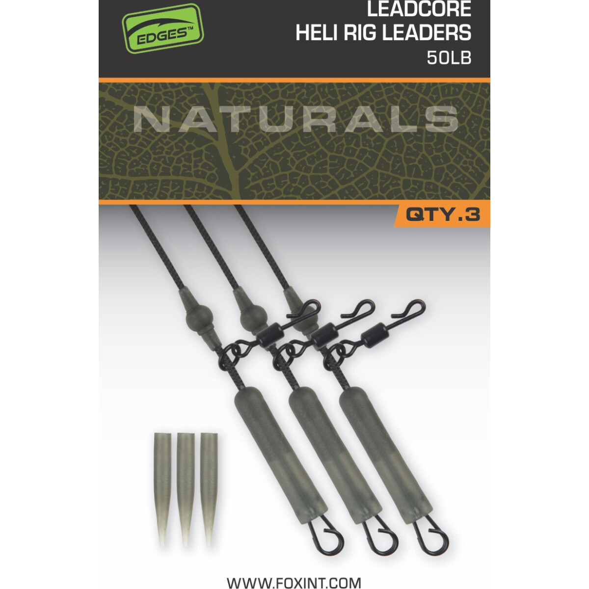 FOX Edges Naturals Leadcore Heli Rig Leaders 50lb 3pcs