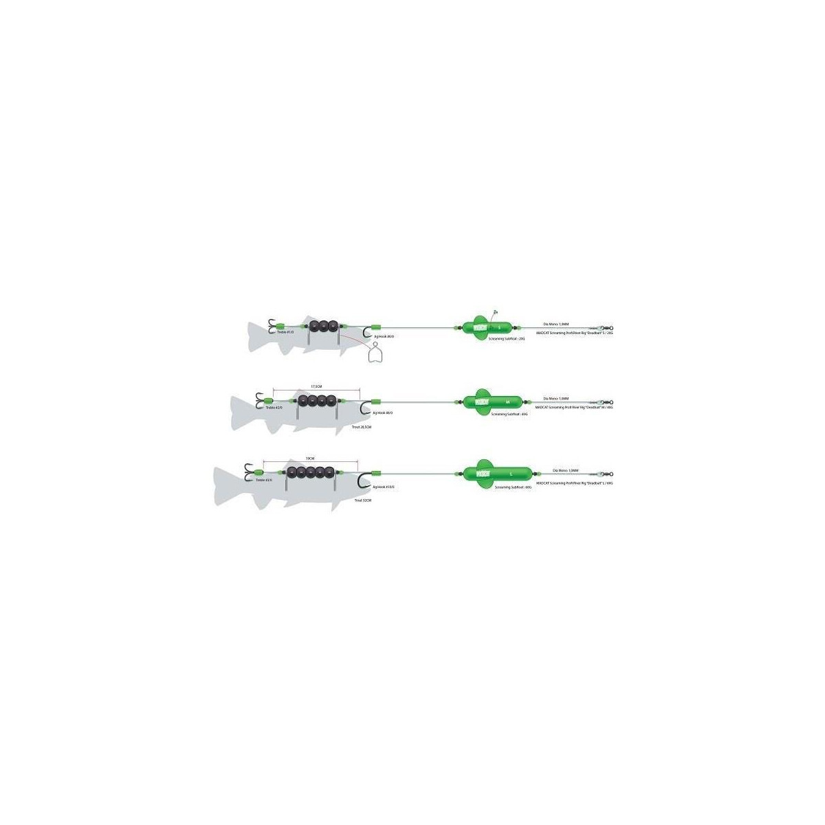 MADCAT Screaming Profi River Rig Deadbait 180cm 1,00mm #8/0 