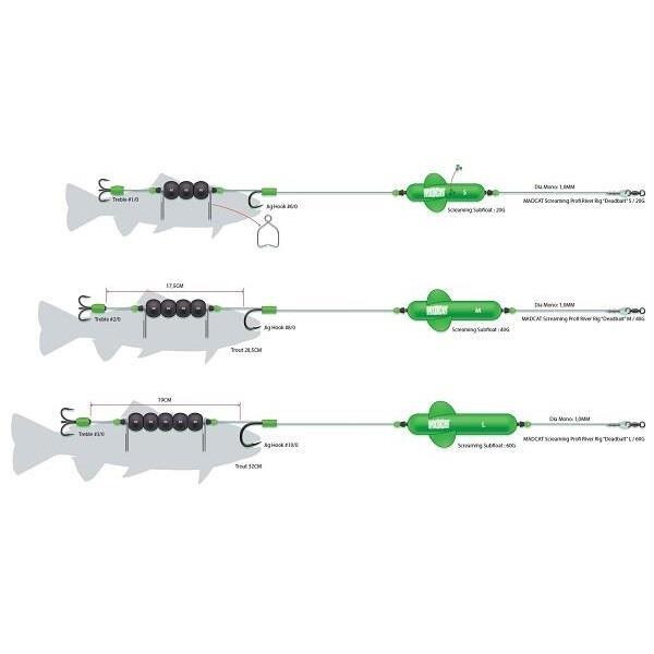 MADCAT Screaming Profi River Rig Deadbait 180cm 1,00mm #8/0 + #2/0