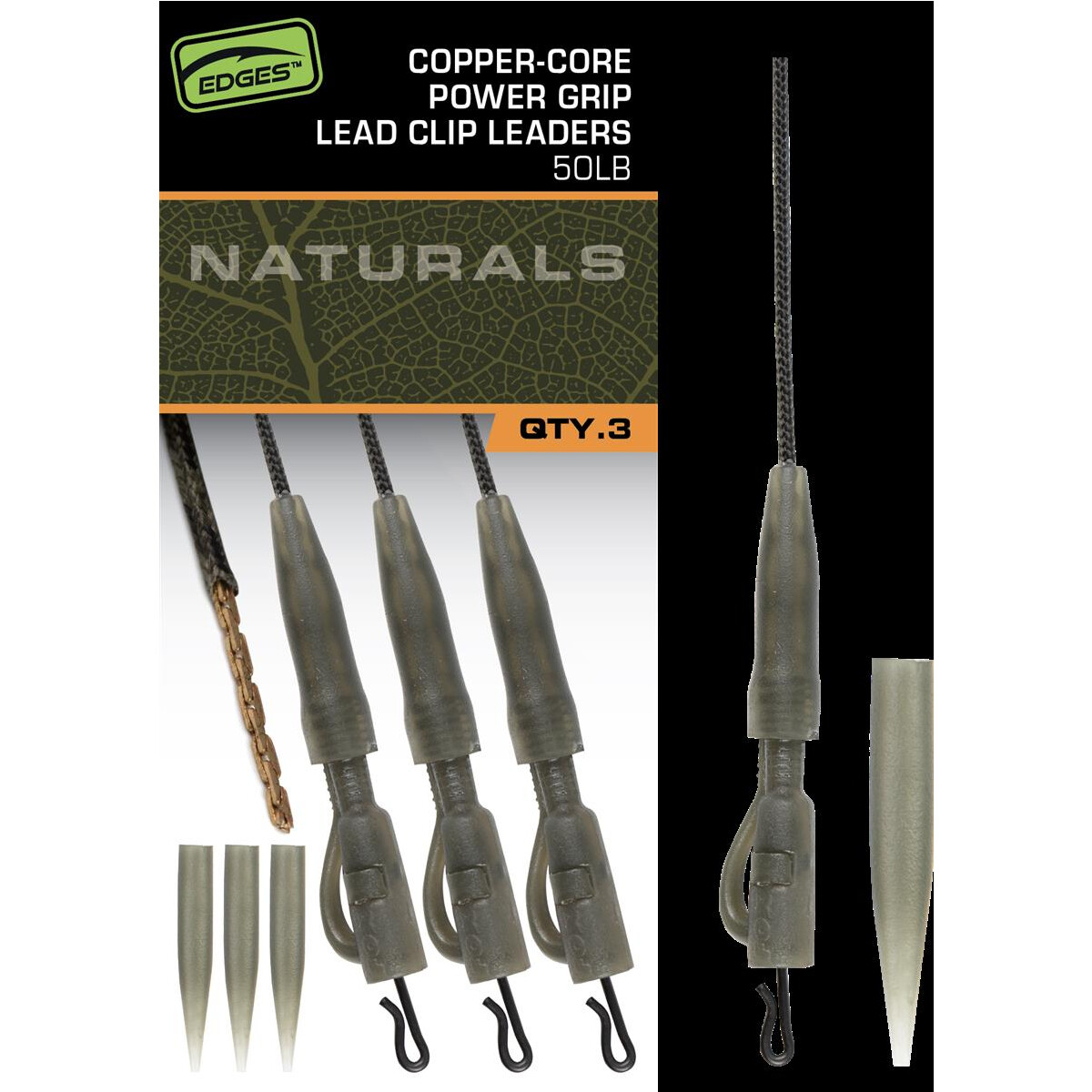 FOX Edges Naturals Copper-Core Power Grip Lead Clip Leaders 