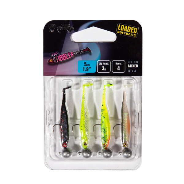 FOX RAGE Micro Tiddler Fast Mixed UV Colour Lure Pack loaded