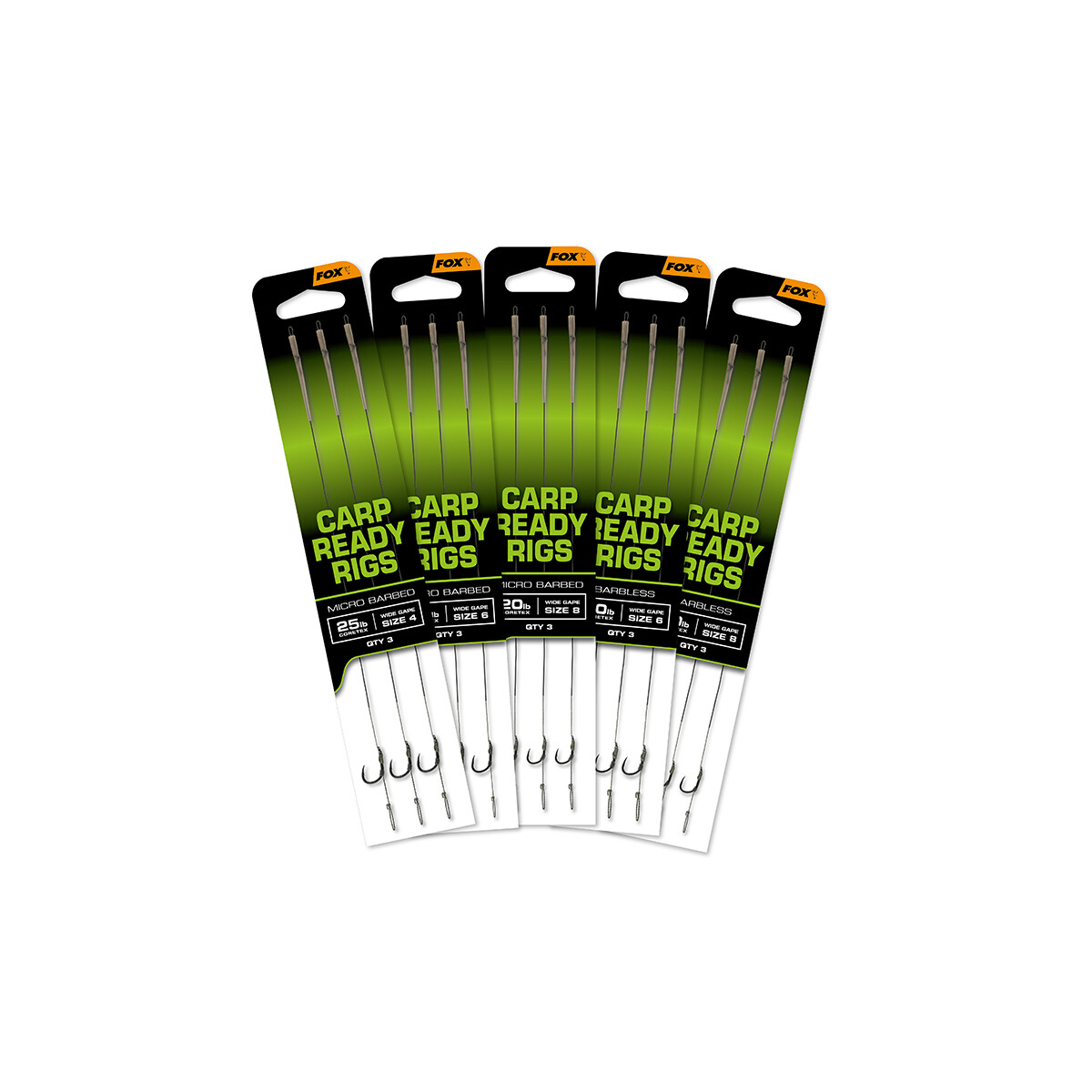 FOX Carp Ready Rigs Wide Gape Size 2 25lb 3pcs