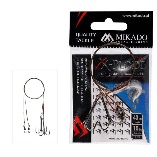 MIKADO Stahlvorfach mit Drilling 2St.