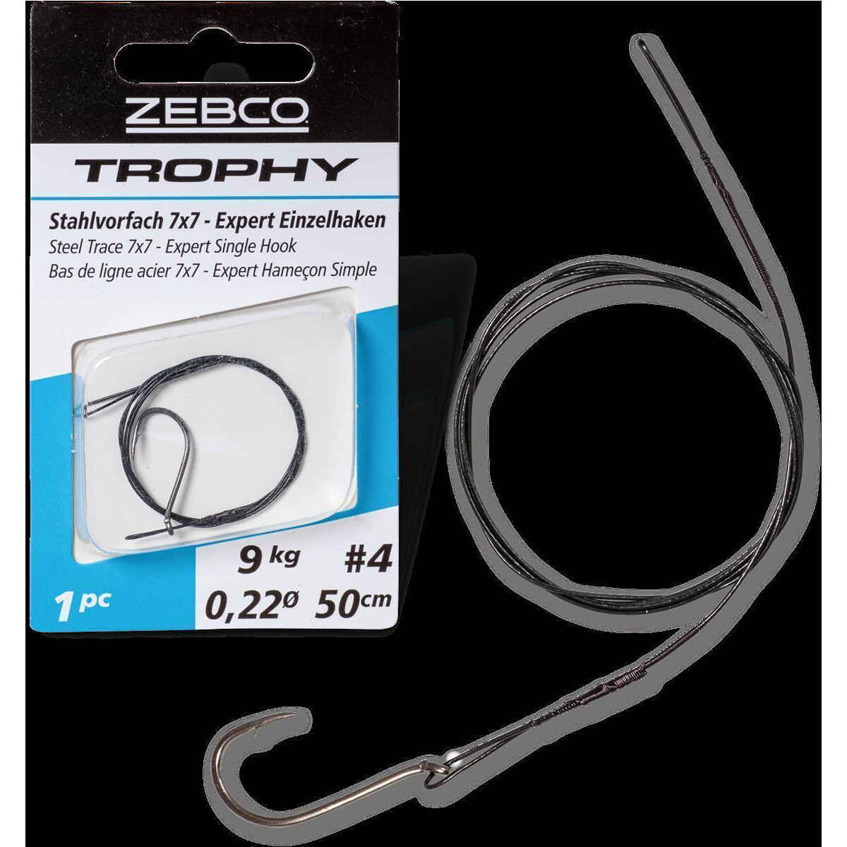 ZEBCO Trophy Stahlvorfach 7x7 Expert Einzelhaken 1St.